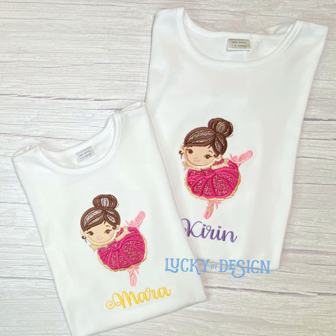 T-shirt Bimba Personalizzata Con Nome – Compleanno Orso Ballerina E Numero 1