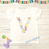 Shirt: Dinosaur Letter in Pastel Colors (Personalize it with an initial)