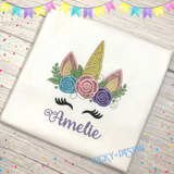 Shirt: Glitter Unicorn Face (Personalize it with a name)