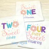 Birthday Shirt: Glitter Donut Three is So Sweet (Personalize it with a name)