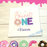 Birthday Shirt: Glitter Donut Sweet One (Personalize it with a name)