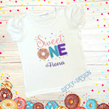 Birthday Shirt: Glitter Donut Sweet One (Personalize it with a name)