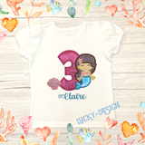 Birthday Shirt: Glitter Mermaid with Seashell (Personalize it with a name & age)