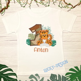 Birthday Shirt: Tiger Jungle (Personalize it with a name & age)