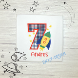 Birthday Shirt: Rocket Ship  (Personalize it with a name & age)