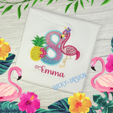 Birthday Shirt: Glitter Flamingo with Pineapple (Personalize it with a name & age)