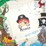Shirt: Glitter Pirate Face (Personalize it with a name)
