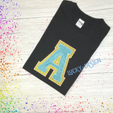 Shirt: Glitter Sports Letter (Personalize it with an initial)
