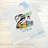 Birthday Shirt: 2 Wild Safari - Zebra Print (Personalize it with a name & age)