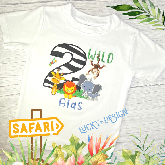 Birthday Shirt: 2 Wild Safari - Zebra Print (Personalize it with a name & age)