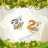 Birthday Shirt: 2 Wild Safari - Zebra Print (Personalize it with a name & age)