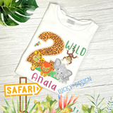 Birthday Shirt: 2 Wild Glitter Safari (Personalize it with a name & age)