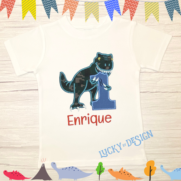 Birthday Shirt: T-Rex Dinosaur (Personalize it with a name & age)