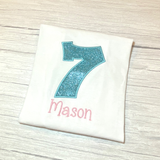 Birthday Shirt: Glitter Number (Personalize it with a name & age)