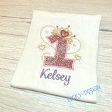 Birthday Shirt: Glitter Princess Tiara (Personalize it with a name & age)