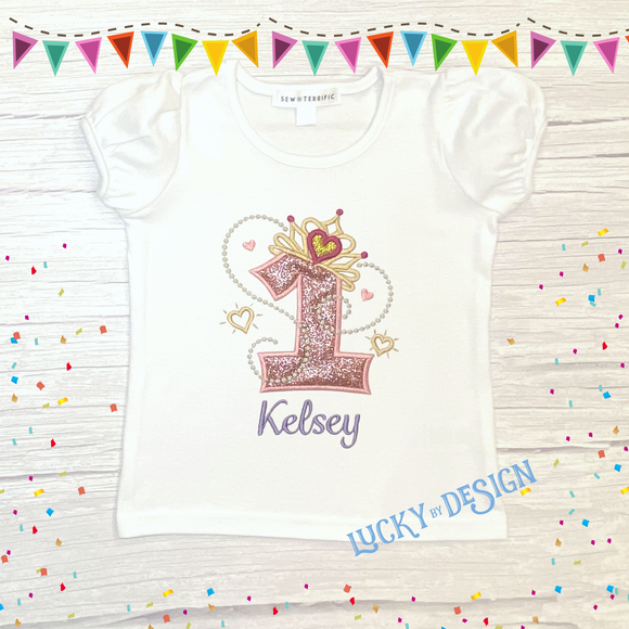 Birthday Shirt: Glitter Princess Tiara (Personalize it with a name & age)